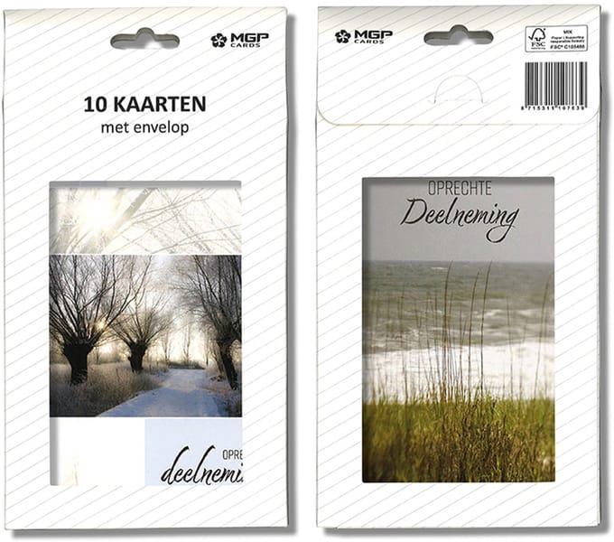 MGPcards - 20x dubbele wenskaart met witte envelop - Deelneming - 11.5 x 17 cm