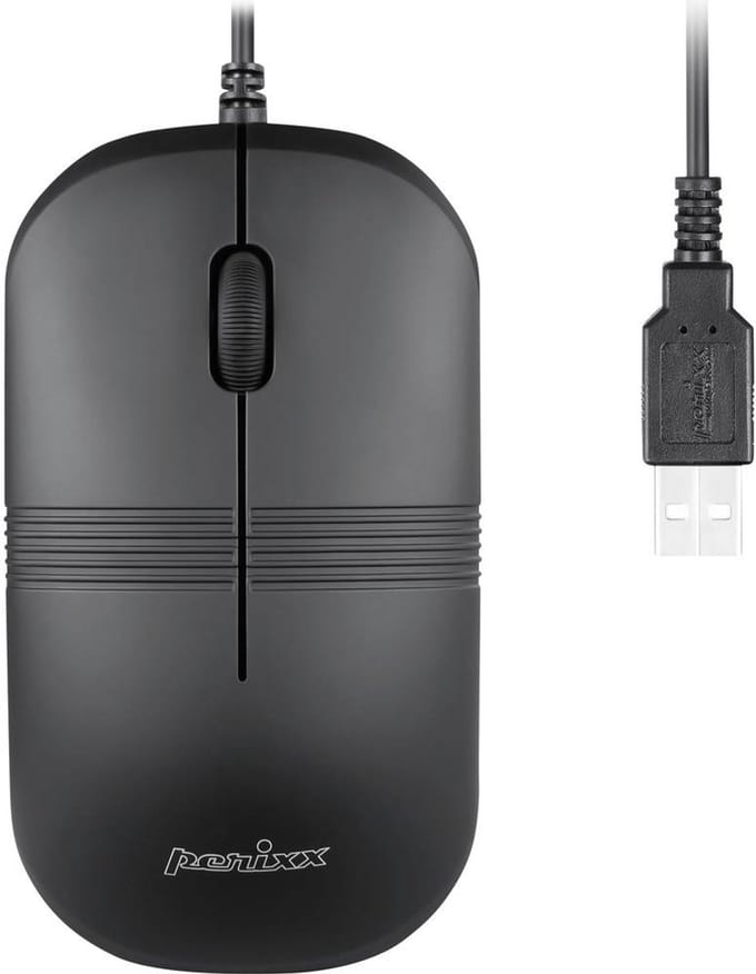 Perixx PERIMICE-503 B Muis Kabelgebonden Optisch Zwart 1600 dpi Waterdicht (IPX7)