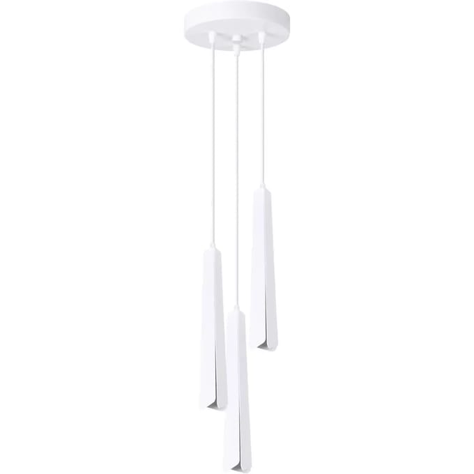 Hanglamp PRYSM 3P met 3 slanke kappen op ronde rozet - Sollux Lighting - IP20 - Wit staal behuizing - 19.5 x 19.5 x 120 cm - 3 x G9 LED, exclusief lichtbron - 3 x 8 W - Scandinavische hanglamp voor woonkamer, slaapkamer en eetkamer