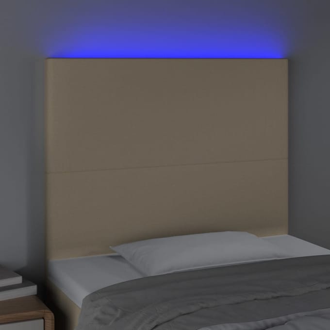 vidaXL - Hoofdbord - LED - 100x5x118/128 - cm - stof - crèmekleurig