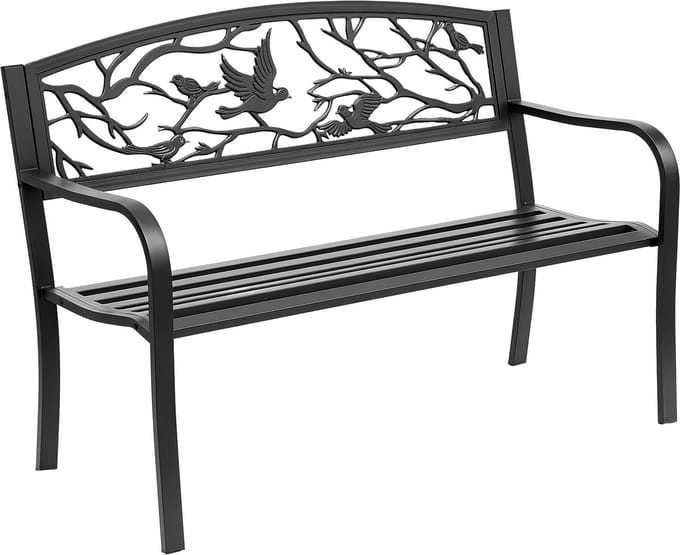 Outsunny tuinbank - Metaal - 127x60x85cm - Zwart