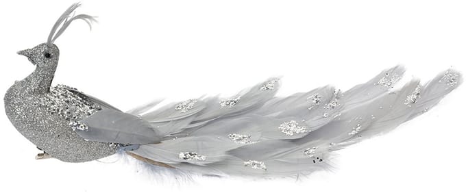 Clayre & Eef Decoratie Vogels 30x9x9 cm Zilverkleurig Kunststof