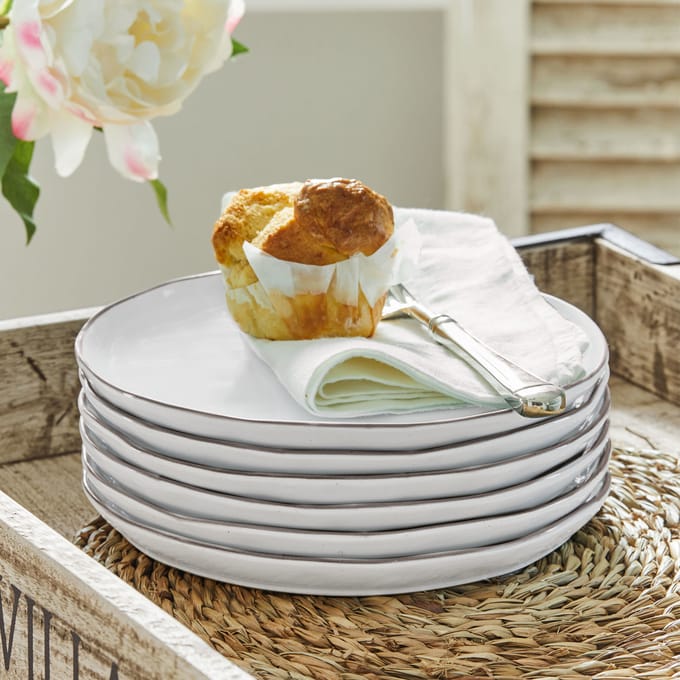 LOBERON Dessertbordje set van 6 Biarré wit