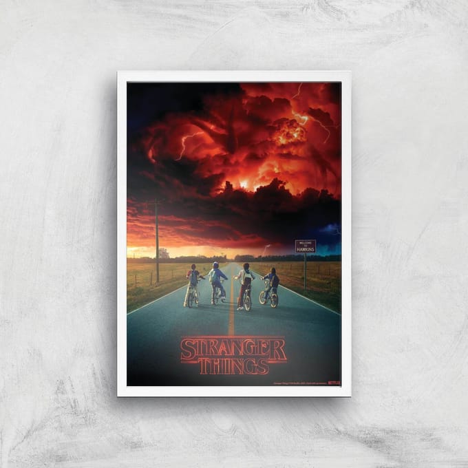 Stranger Things Welcome To Hawkins Giclee Art Print - A3 - White Frame