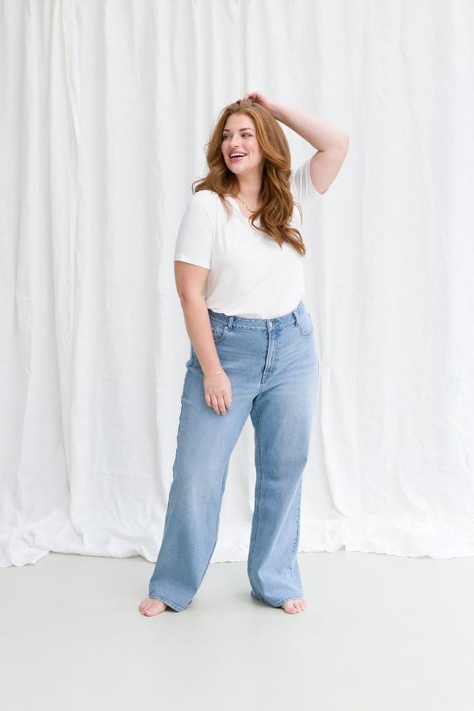 BASE LEVEL CURVY Amylia Bottoms - Light Blue - maat WX-0(44) / L32
