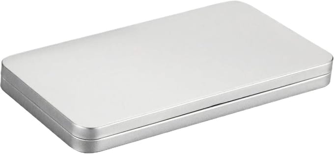 Spaarpot met deksel - Opbergdoos metaal - Veilige opslag - Robuuste constructie - 17 cm - Zilver