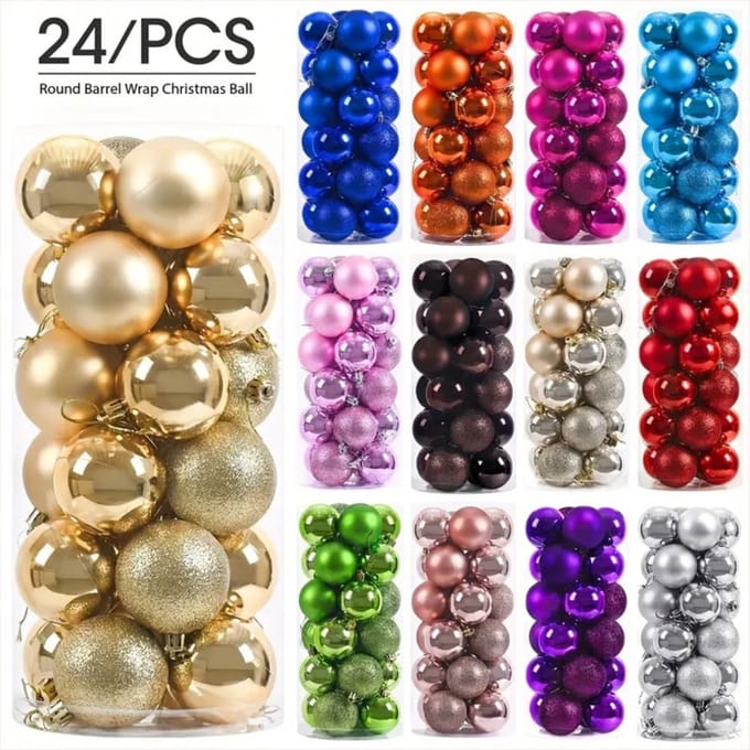 Livano Kerstballen - Kerstversiering - Plastic - Kerstballenset - Roze - 24 stuks