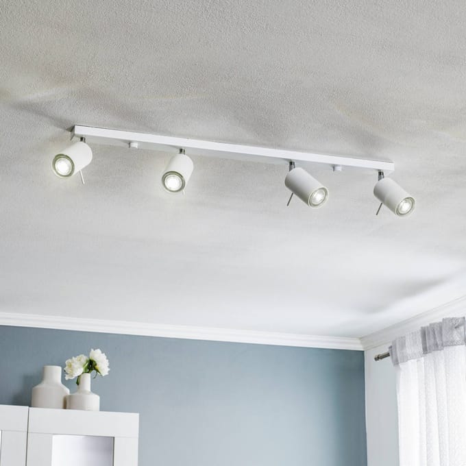 SOLLUX LIGHTING Plafondspot Round, wit, 4-lamps lineair