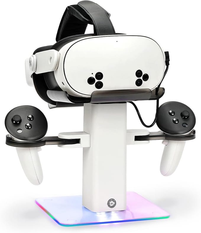 Verticale RGB Laadstandaard voor VR Headset en Controllers - Compatibel met Quest 3S/3/2