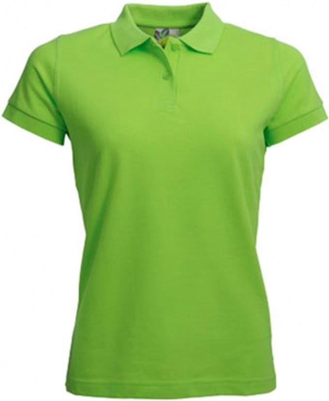 Lemon & Soda Dames basic poloshirt - limegroen - korte mouw - getailleerd - katoen 36