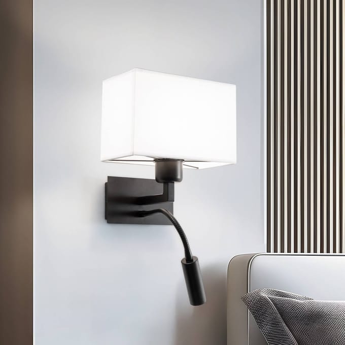 Argon Wandlamp Harry, hoekig, zwart/zwart/wit