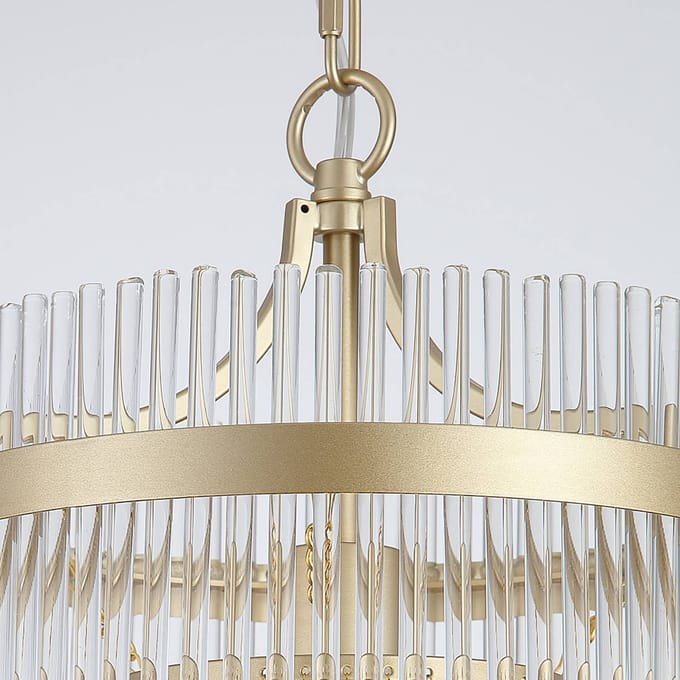Searchlight Hanglamp Lara, Ø 26 cm, goudkleurig/helder, glas/metaal
