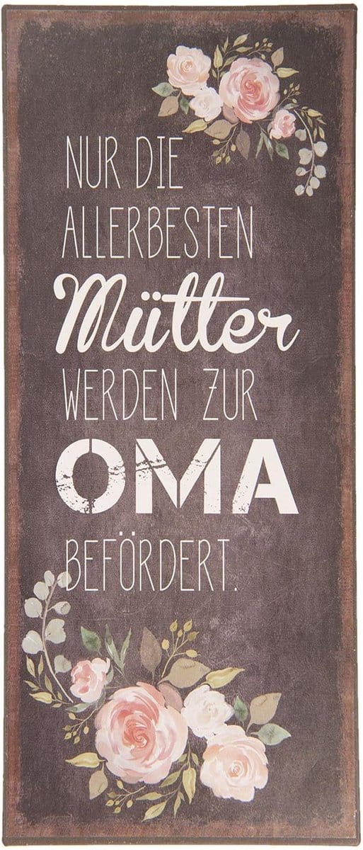 Clayre & Eef Tekstbord 13x30 cm Zwart Metaal Bloemen