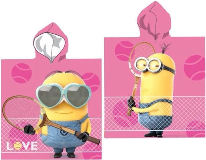 Despicable Me - Minions - Poncho - Badponcho - Met capuchon - 55x110Cm - Polyester - Roze