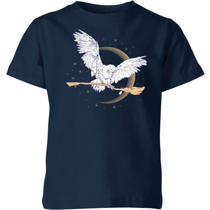 Harry Potter Hedwig Broom kinder t-shirt - Navy - 110/116 (5-6 jaar)