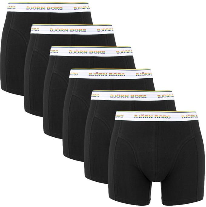 Björn Borg heren cotton stretch 6P boxers pride zwart
