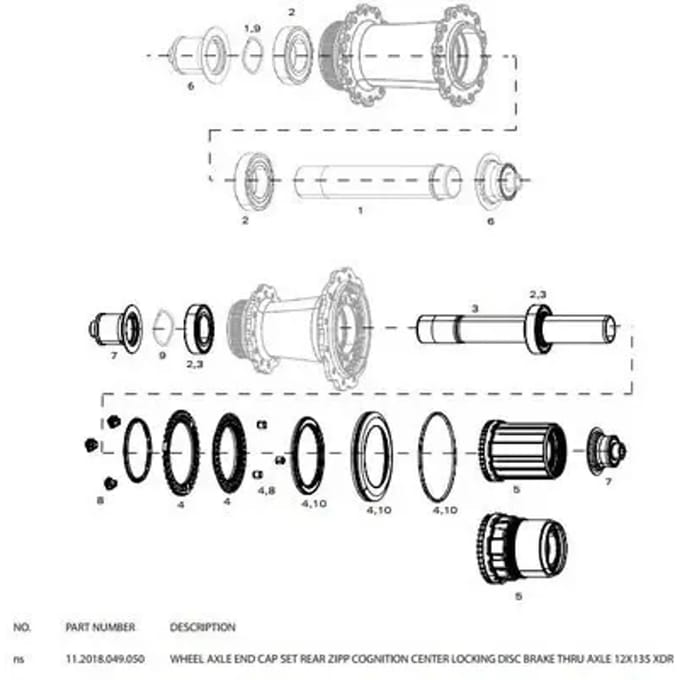 Zipp naafdeel cogn db eindbus a cl 135/12 ta kit XDR zwart