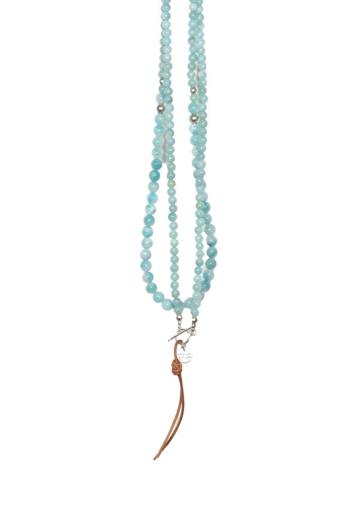 Heaven Eleven ketting natuursteen amazoniet stones met leer