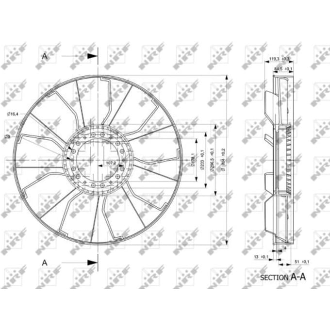 Ventilatorwiel, motorkoeling NRF 49843