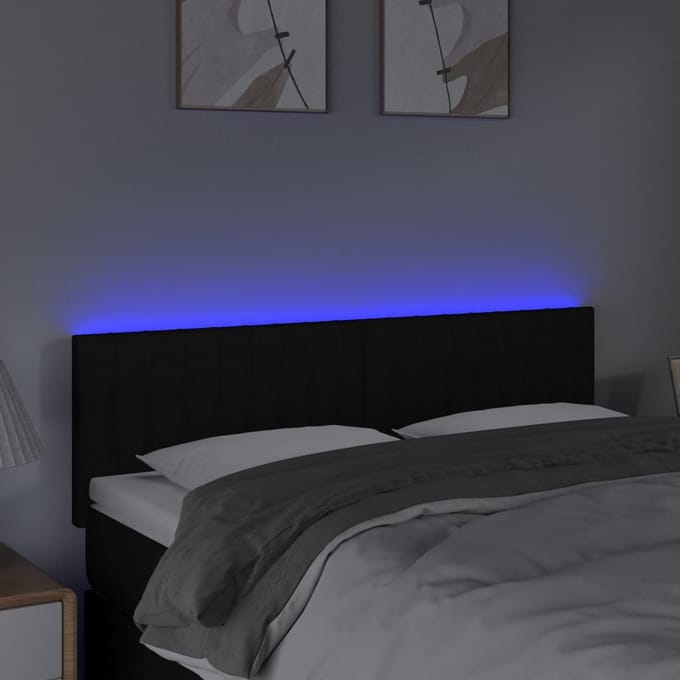 vidaXL - Hoofdbord - LED - 144x5x78/88 - cm - stof - zwart