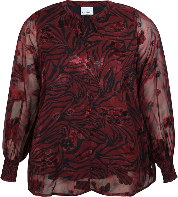 Zhenzi Zh-Tula 1121-Blouse L/S Burgundy red maat S=42/44