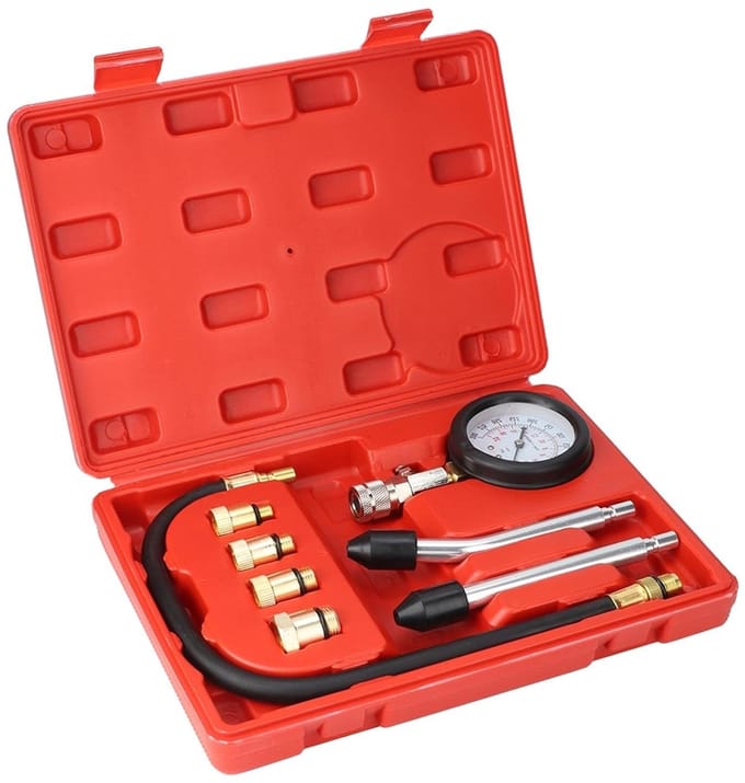 Compressiedrukmeter Set - Cilinder Tester - Motor Diagnose - Brede Compatibiliteit - 8 Stuks - Rood