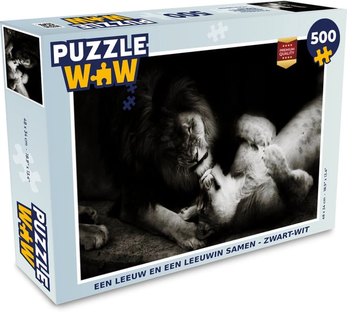Puzzel Leeuw - Zwart - Wit - Legpuzzel - Puzzel 500 stukjes