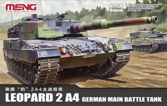 Meng Model Modelbouwpakket Militaire voertuigen - MENG 72009 Leopard 2A4 - Duitse Moderne Gevechtstank Plastic - 1:72 - Modelbouw