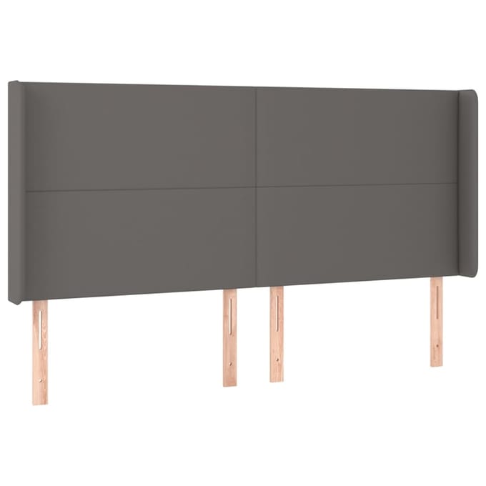 vidaXL - Hoofdbord - LED - 203x16x118/128 - cm - kunstleer - grijs
