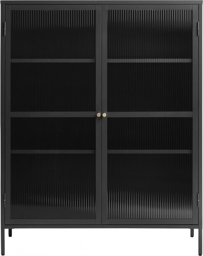 Nordic Home - Olan glazen vitrinekast - 140 cm - zwart