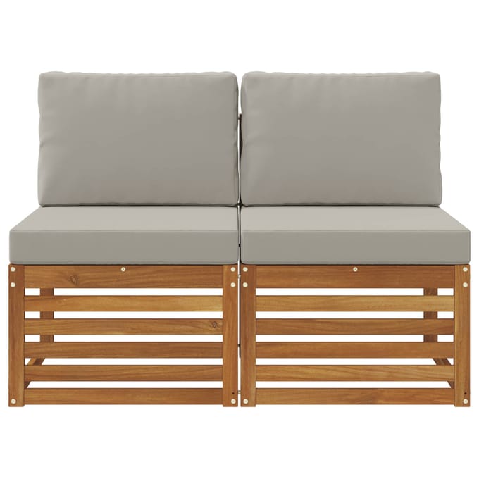 vidaXL - 2 - Stuk - Buiten - Midden - Sofa - Massief - Acacia - Hout - Naturel