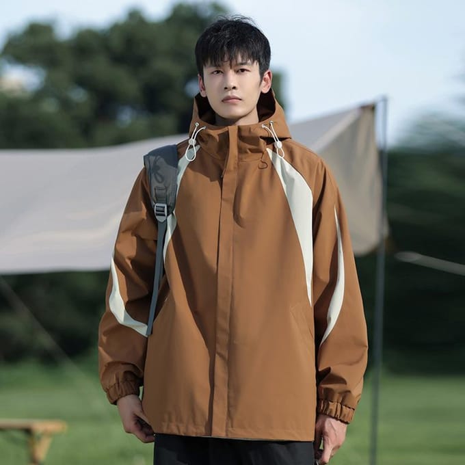 Herfst Nieuwe Jas Losse Pasvorm Jeugdjas Patchwork Koppel Buitenjas Heren Capuchon Windjack 4XL brown