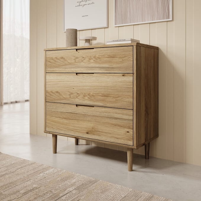 Meubella - Selwood - Ladekast - Eikenpatroon - 90x43x93 cm