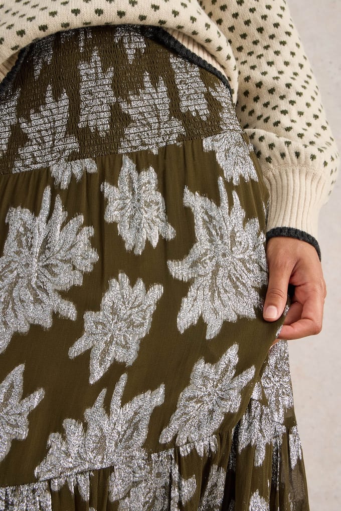 White Stuff Phoebe Jacquard Maxi Skirt Green Multi Taglia: 6 | Maxi gonne Outlet | Donna | Verde