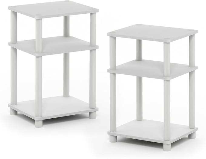 Drie-laags Turn-N-Tube Eindtafel Set voor Kleine Ruimtes, Wit
