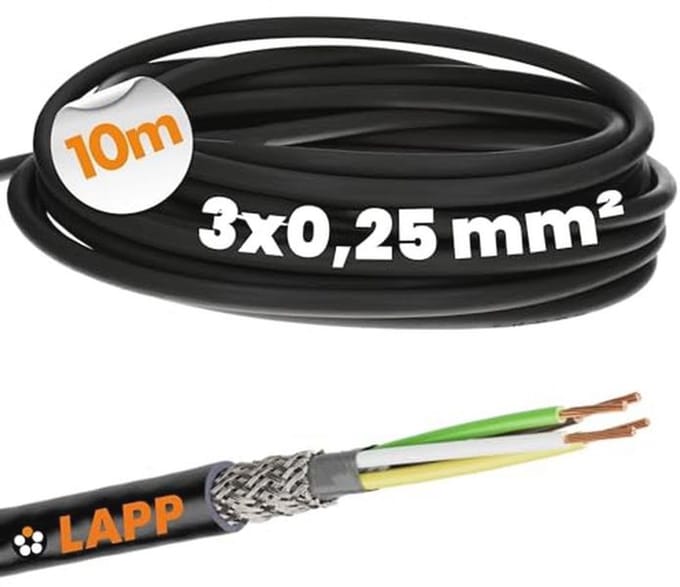 Afgeschermde besturingskabel 10 meter 3 x 0,25 mm² UV-bestendig voor buitengebruik