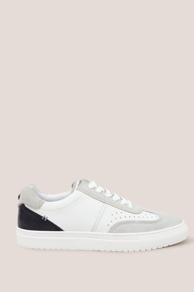 White Stuff Leather Lace Up Trainer White Multi Taglia: 12 | Sneakers Outlet | Uomo | Bianco