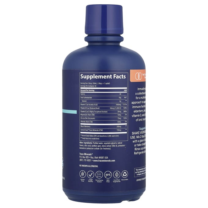 Trace, booster immunitaire liquide à absorption rapide, saveur de baies mélangées, 30 fl oz (887 ml)