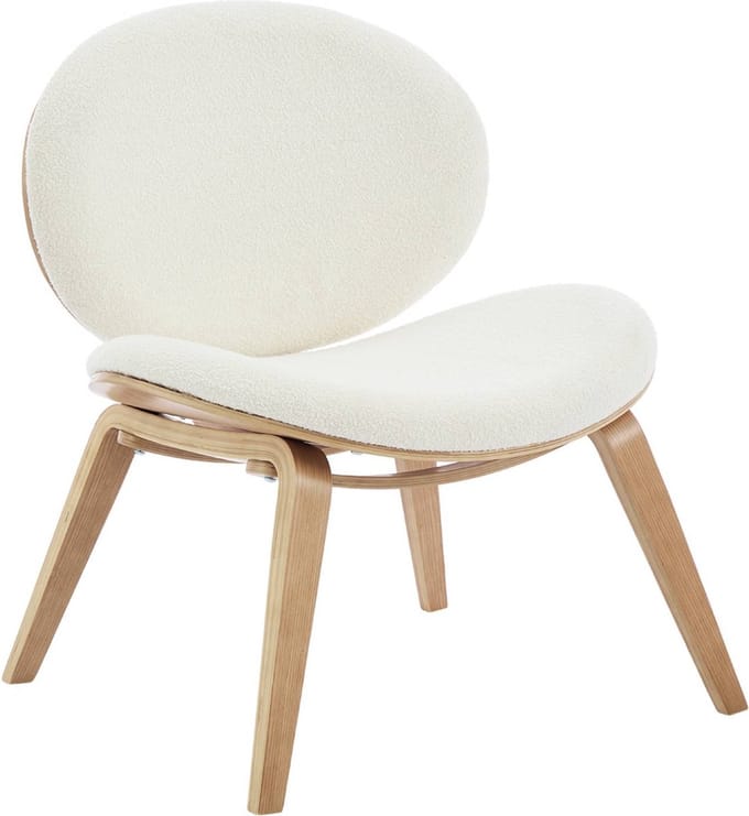 sweeek - Relaxfauteuil met gebogen hout en gestructureerde badstof afwerking
