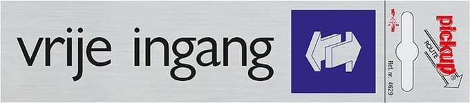 Pick-up bordje Vrije Ingang - Aluminium - 165 x 44 mm