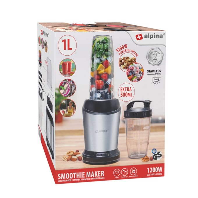 alpina Smoothie Maker - Blender To Go 500ml tot 1L - 1200W - RVS