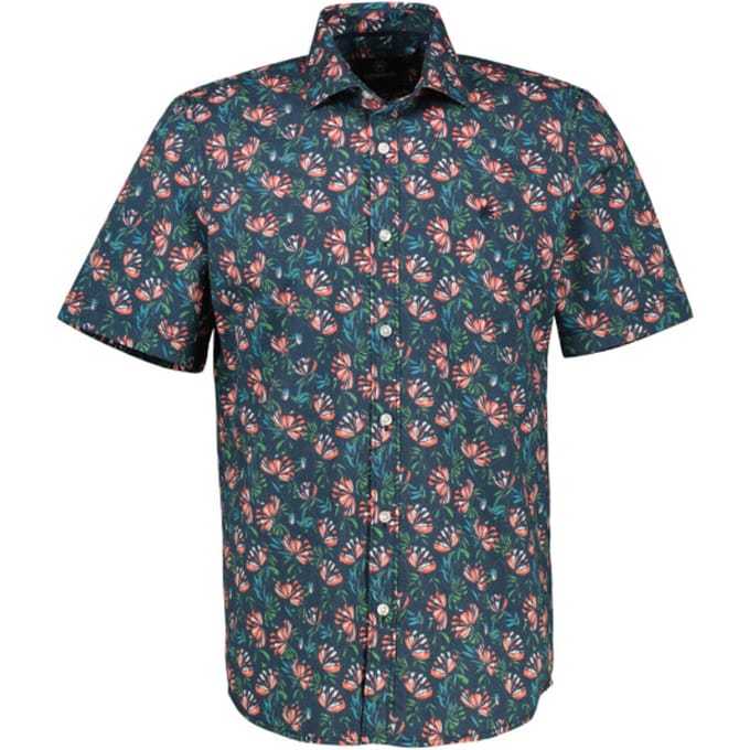 Lerros - Korte Mouw Overhemd - Mannen - M - 331 EARTH RED - Katoen - 2542326