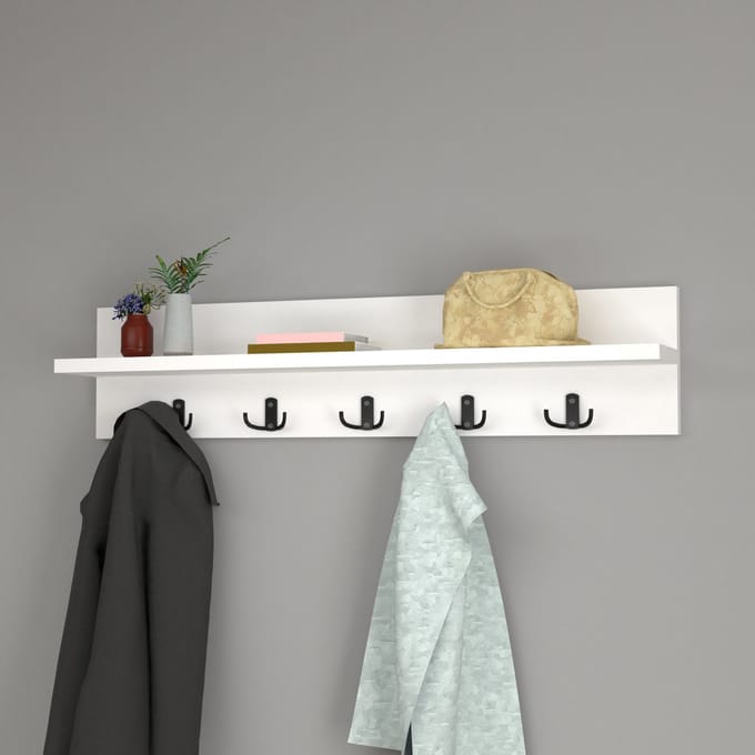 Wandkapstok Hammarö met plank 80x11x18 cm wit