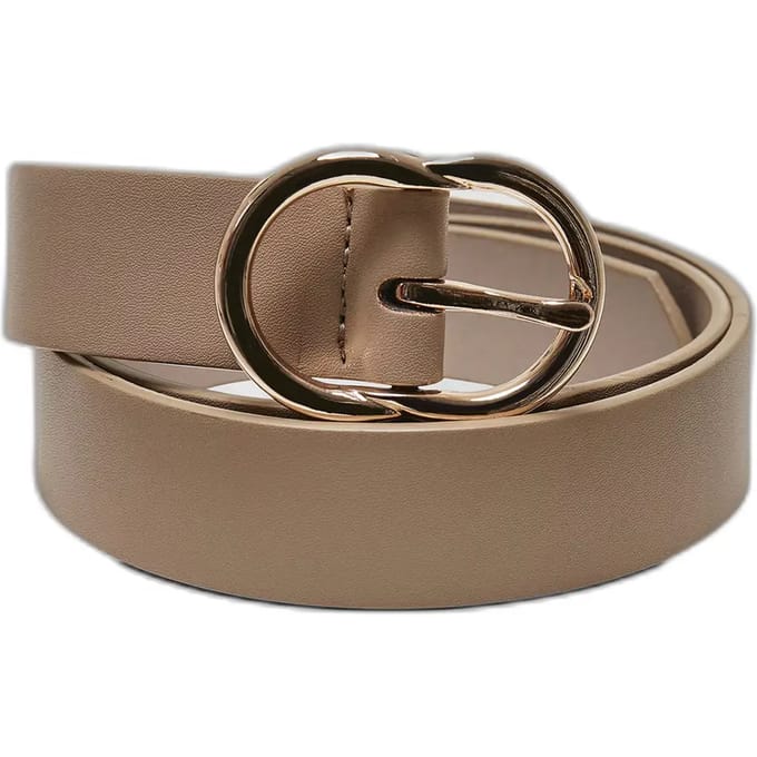 Urban Classics - Small Ring Buckle Riem - S - Beige/Goudkleurig