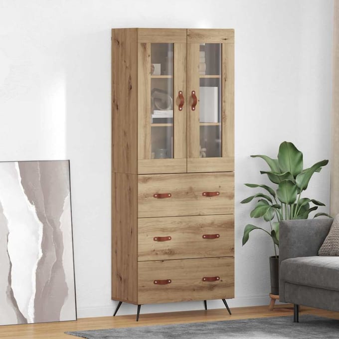 vidaXL - Hoge - kast - met - plank - 2 - st - Artisan - Eiken - 69,5 - x - 34 - x - 180 - cm