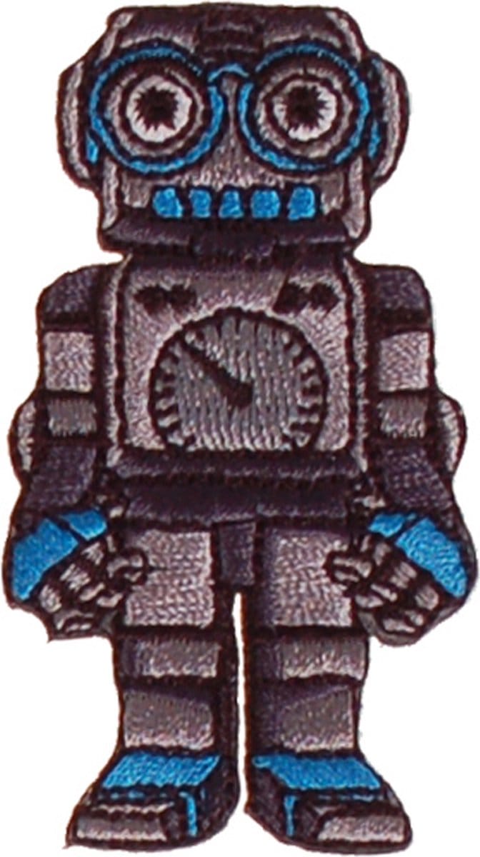 Strijkapplicatie robot grijs-blauw 7x3,5cm