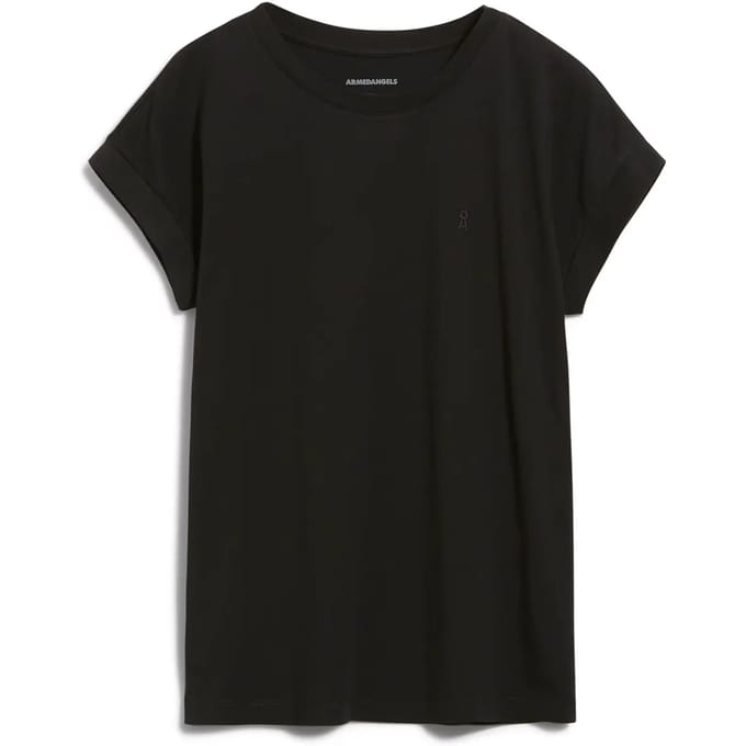 T-shirt met geribde ronde hals, model 'IDAARA'