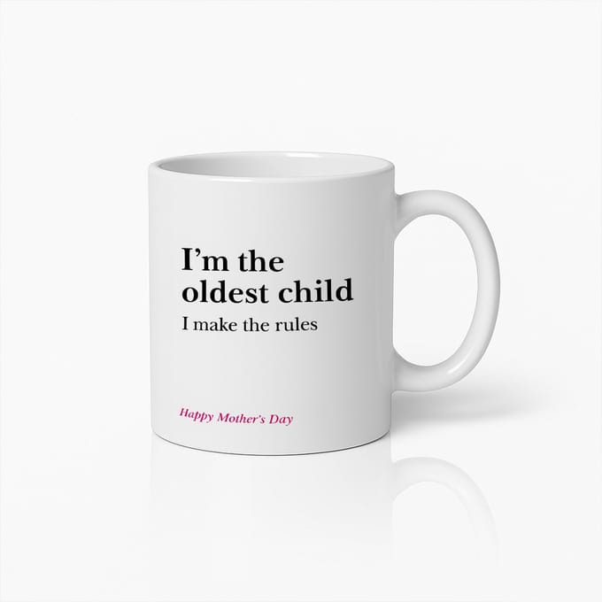 Grappige Mok 330ml – “Ik Ben het Oudste Kind Ik Maak de Regels” Moederdag Cadeau Koffiebeker
