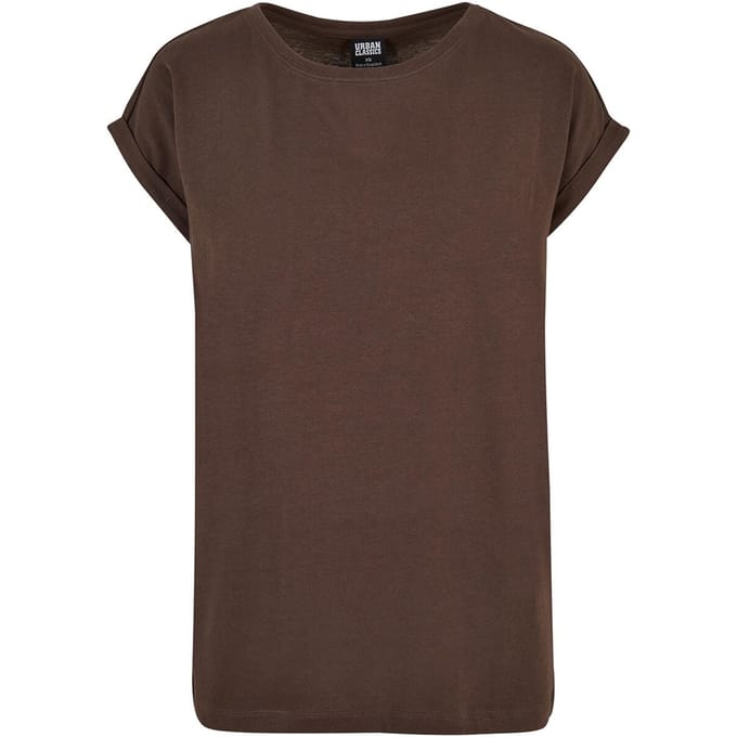 Urban Classics Extended Shoulder Tee Dames T-shirt - bruin - 3XL