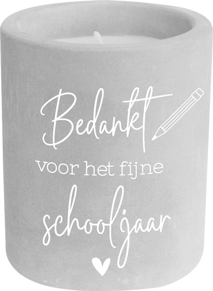 Kaarsje schooljaar op - 6,5x6,5x8 cm - Cement